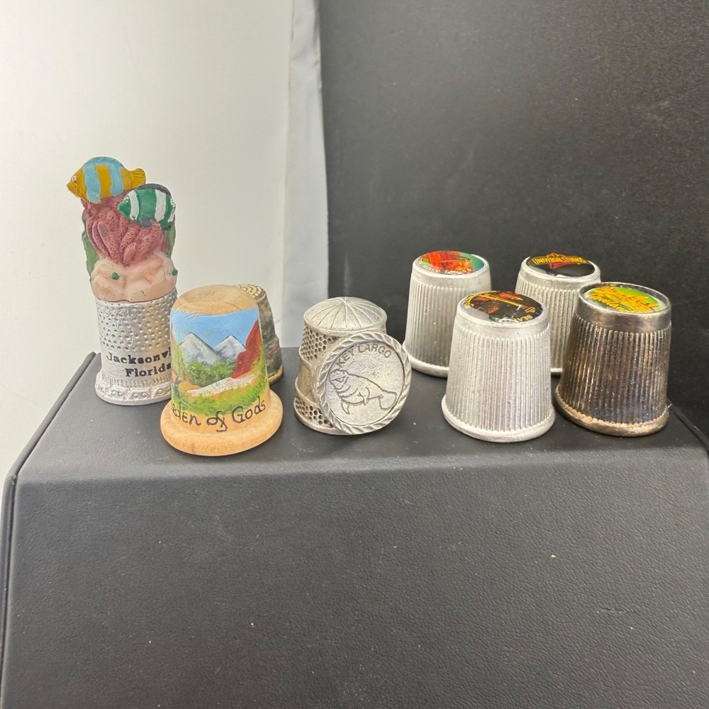 Vintage Travel Thimble Lot Multicolor Souvenir Florida Seattle Universal Studios